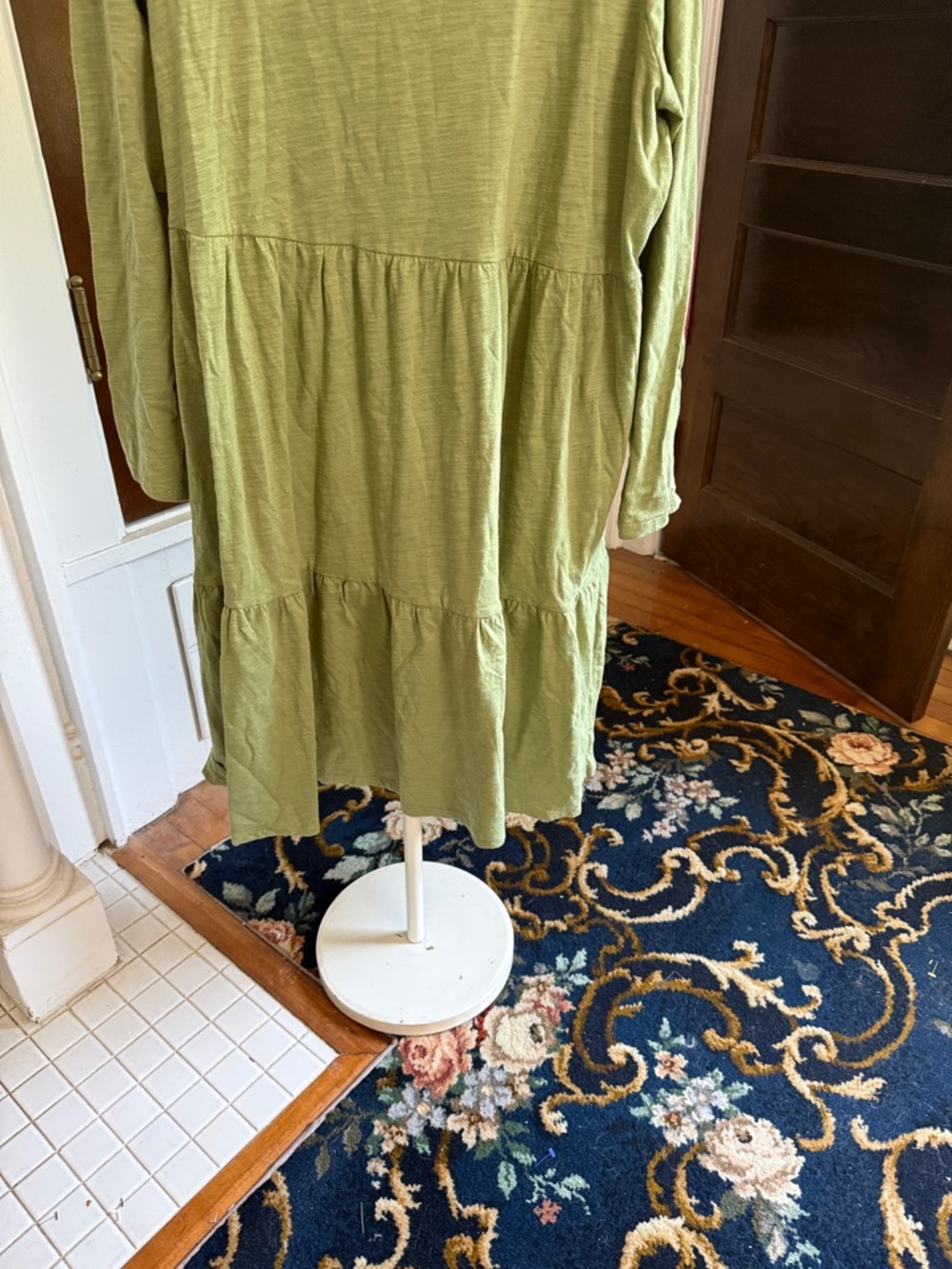 Terra & Sky Olive Green‎ Tiered Midi Dress- worn about 5x - Picture 3 of 5